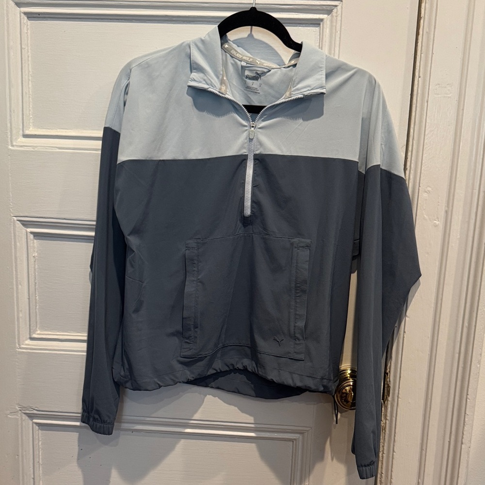 Puma Two-Tone Light Blue and Slate Half-Zip Pullover Hoodie